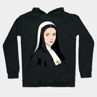 Illustration of a Young Catholic Nun Hoodie